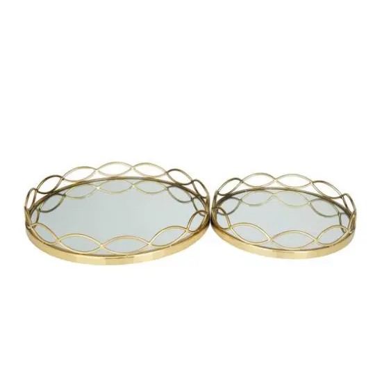 Contemporary Metal Tray Set Gold {7}