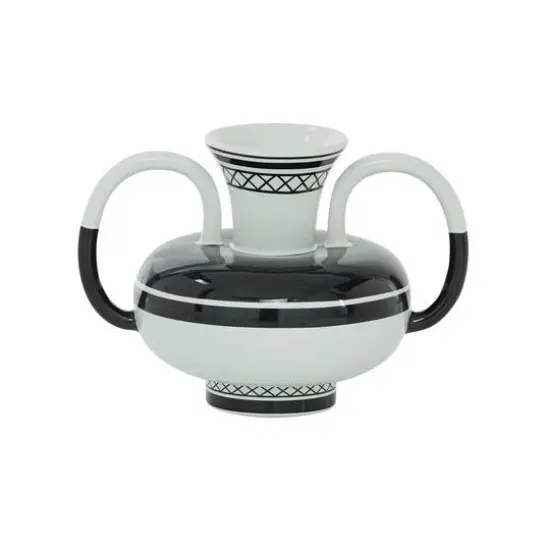 White Ceramic Eclectic Vase, 7" x 7" x 7" {4}