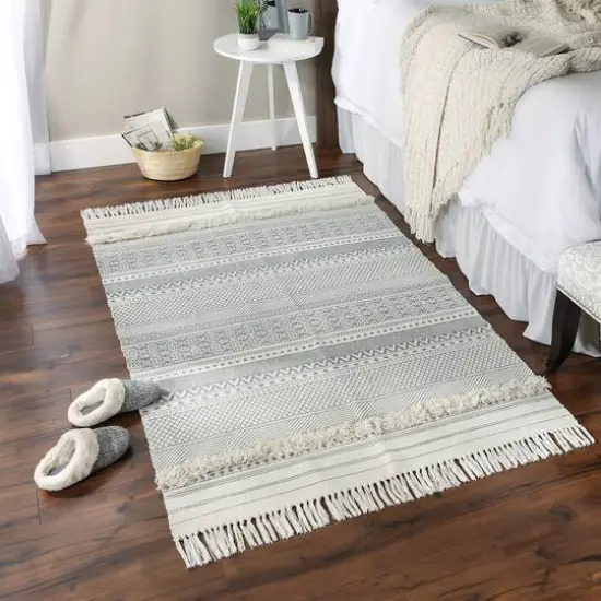 DII&reg; Shabby Chic Textured Hand-Loomed Shag Rug Gray/Off White {3}