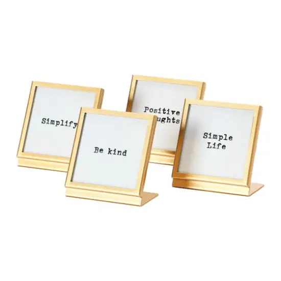 Hello Honey&reg; 4 Pack Metal & Glass 3" Square Frame with Easel & Saying {5}