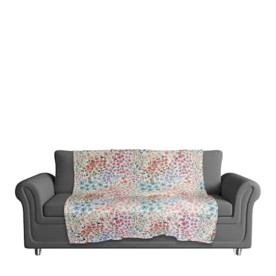 Colorful Blooms Coral Fleece Blanket {4}
