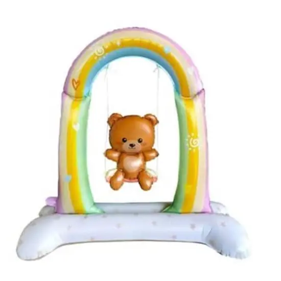 3.5ft. Teddy Bear on a Swing Standing Foil Balloon Decoration {3}
