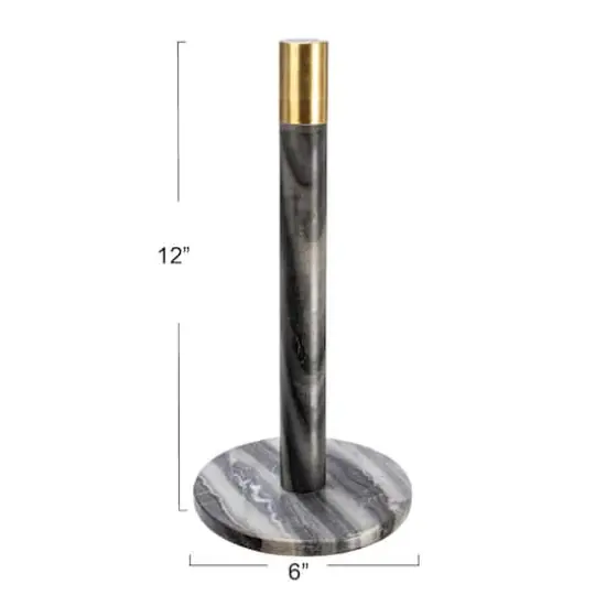 Hello Honey&reg; 12" Modern Marble with Brass Detail Paper Towel Holder Gray {4}