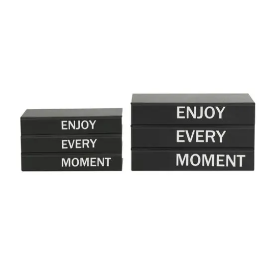 Enjoy Every Moment Canvas Storage Book Box Set Black {6}