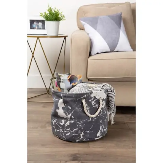 DII&reg; Medium Round Marble Black Polyester Bin {3}