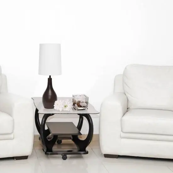 Simple Designs 19.5" Tear Drop Table Lamp with Fabric Drum Shade Restoration Bronze {6}