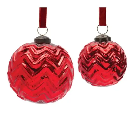 Red Mercury Glass Ball Ornament Set {3}