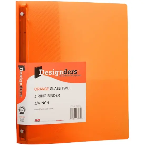 JAM Paper 3/4" Glass Twill Plastic 3-Ring Binders, 4ct. Orange {4}