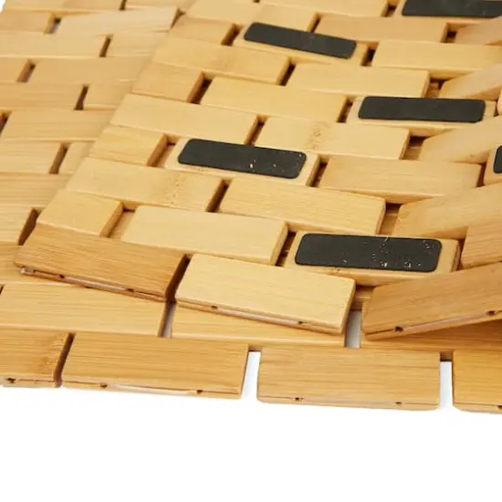 Mind Reader 23" Brown Luxury Bamboo Shower Bath Mat {6}