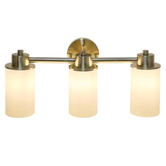 Lalia Home Essentix 3-Light White Shade Vanity Antique Brass {3}