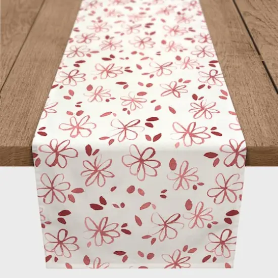 Floral Pattern Indoor/Outdoor Table Runner Red {3}