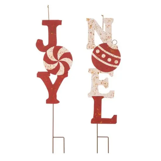 Glitzhome&reg; Metal Joy & Noel Yard Stake Set {1}