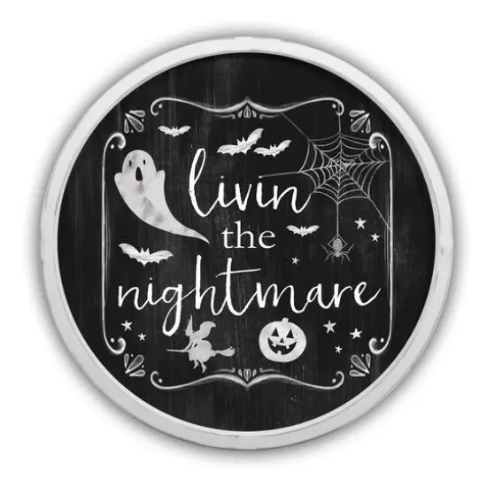 Livin the Nightmare Round Framed Print White {1}