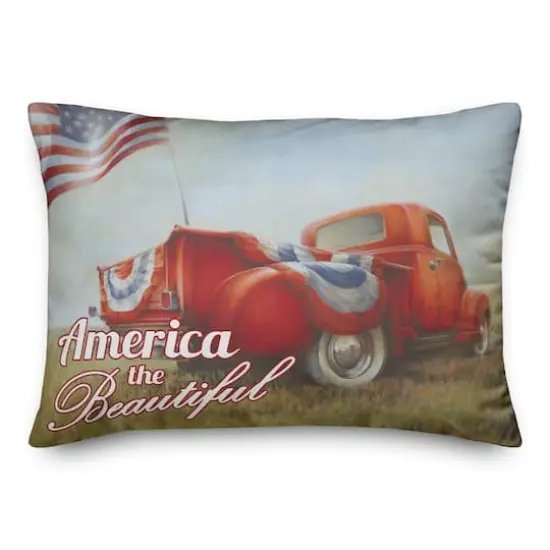 Patriotic Truck Throw Pillow {1}