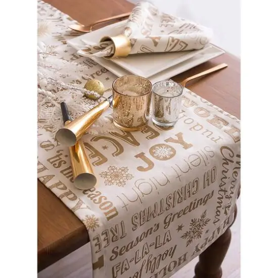 DII&reg; 108" Gold Christmas Collage Table Runner {7}