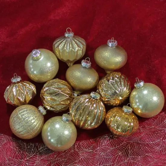 12ct. 3-Finish Shades of Gold Glass Ornaments {5}