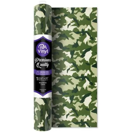PA Vinyl Green Camo Print Iron On Vinyl {1}