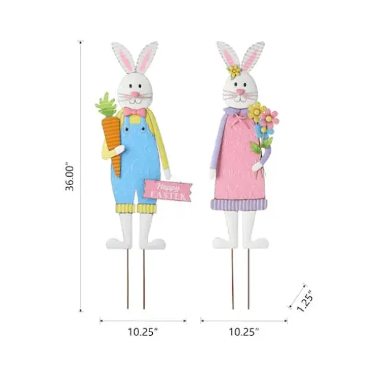 Glitzhome&reg; Easter Bunny Boy and Girl Metal D&eacute;cor, 2ct. {9}