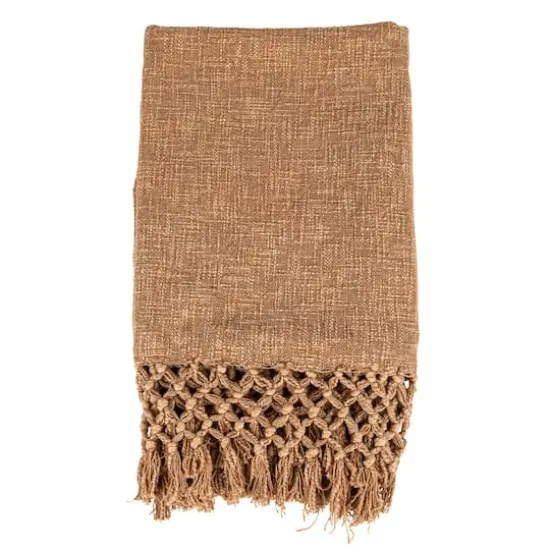 Hello Honey&reg; 60" Bohemian Cotton Slub Throw with Crochet & Fringe {4}