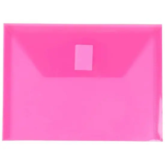 JAM Paper 5.5" x 7.5" Plastic Hook & Loop Closure Envelopes, 12ct. Fuchsia Pink {1}