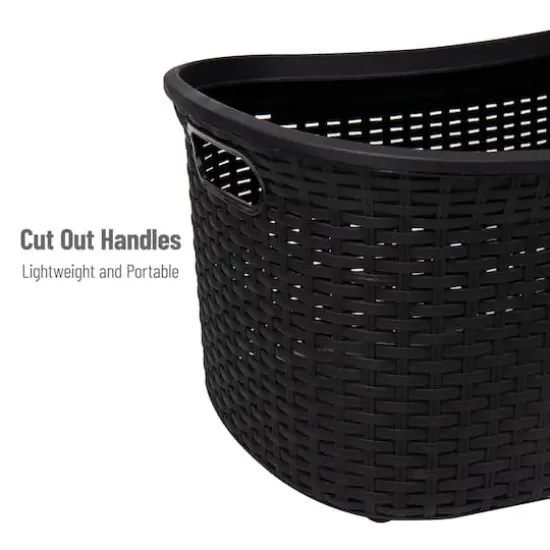 Mind Reader 23" Plastic Wicker Design Laundry Basket Black {5}