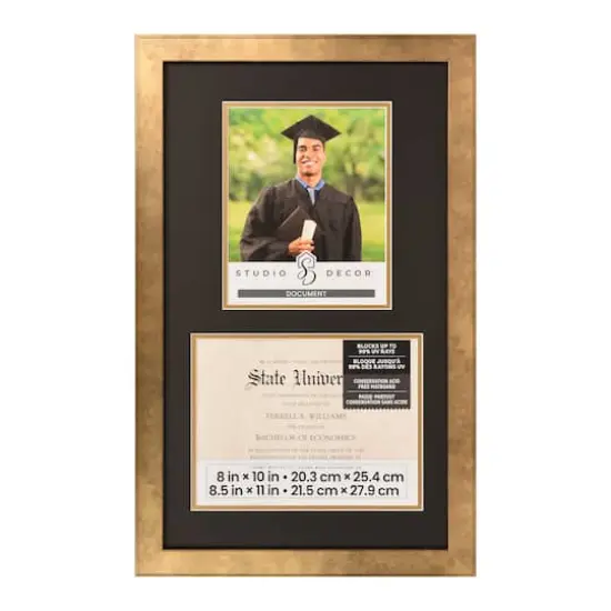 2 Opening 8.5" x 11" Gold Document Frame with Double Mat by Studio D&eacute;cor&reg; {4}