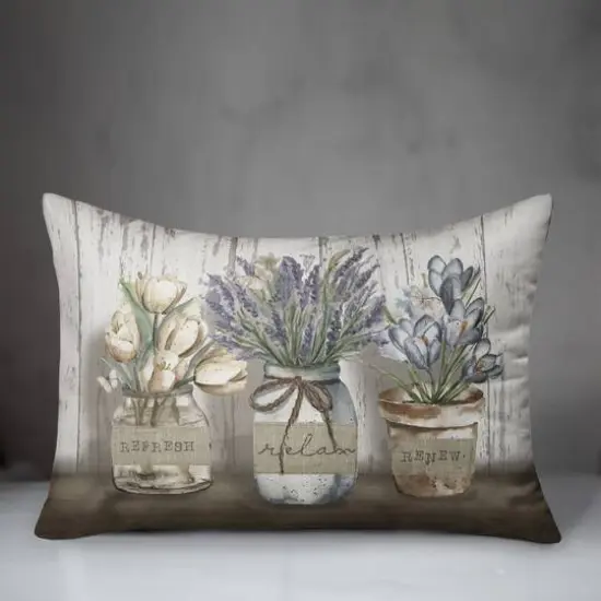 Bath Florals 20" x 14" Indoor/Outdoor Pillow {4}