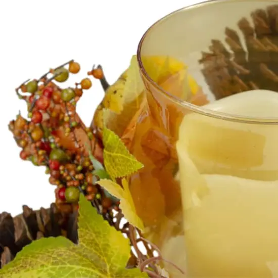 10" Pumpkin, Berry & Pinecone Tealight Candle Holder {3}