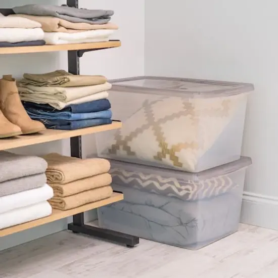 IRIS&reg; 58qt. Clear Snap Top Storage Box with Gray Lid {3}