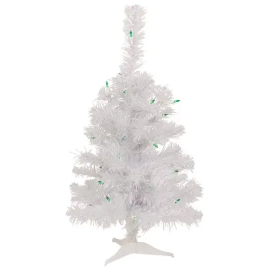 2ft. Pre-Lit White Rockport Pine Artificial Christmas Tree, Green Lights {1}