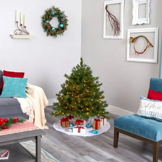 4ft. Pre-Lit Wyoming Mixed Pine Artificial Christmas Tree, Clear LED Lights {7}