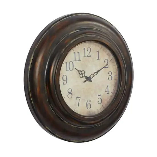 Brown Rustic Metal Wall Clock, 24" x 24" {3}