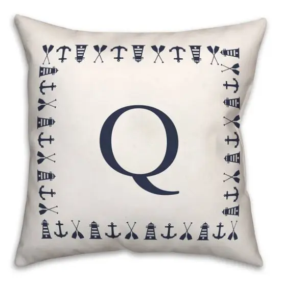 Nautical Monogram Throw Pillow Q {1}