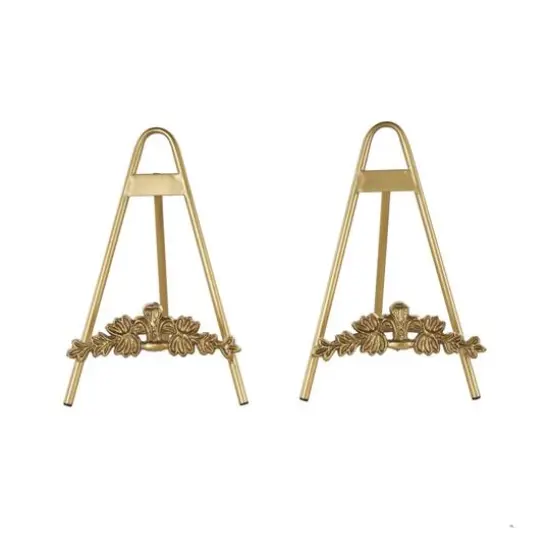 Gold Metal Arched Foldable Display Easel with Vine Emblem Set {7}