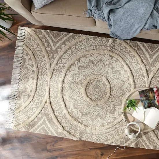 DII&reg; Printed Natural Hand-Loomed Shag Rug, 4ft. x 6ft. Stone {7}