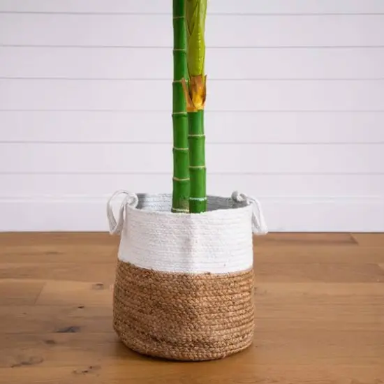 8ft. Golden Cane Palm Tree in Handmade Natural Cotton Planter {6}