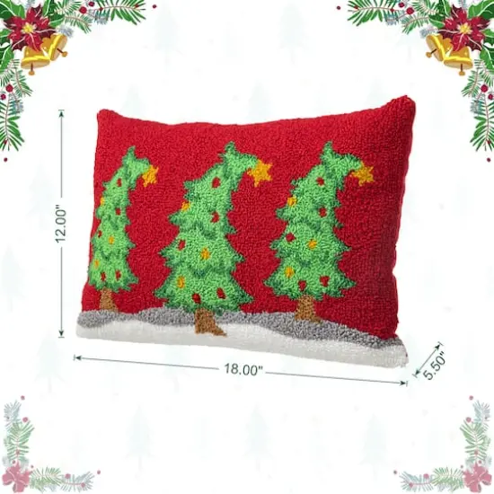 Glitzhome&reg; 18" Hooked Bent Trees Pillow {9}