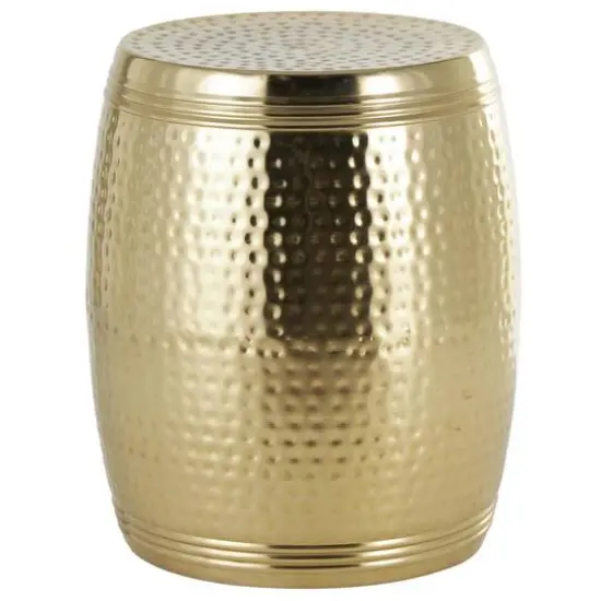 19" Gold Metal Hammered Drum Side End Accent Table {1}