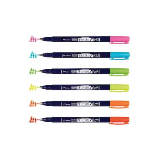 Tombow Fudenosuke 6 Neon Color Brush Pen Set {4}