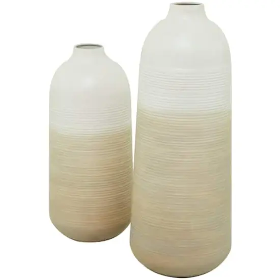 Brown Metal Vase with Embossed Ribbing Set of 2 20", 16" {3}