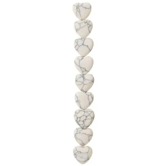White Howlite Heart Semi-Precious Beads by Bead Landing&trade;, 12mm {4}