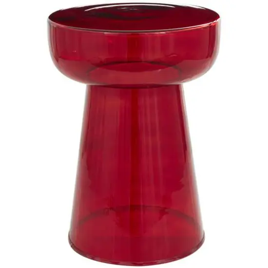 20" Glass Modern Side End Accent Table Red {8}