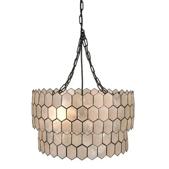 Hello Honey&reg; Capiz 2-Tier Honeycomb Chandelier Black {7}