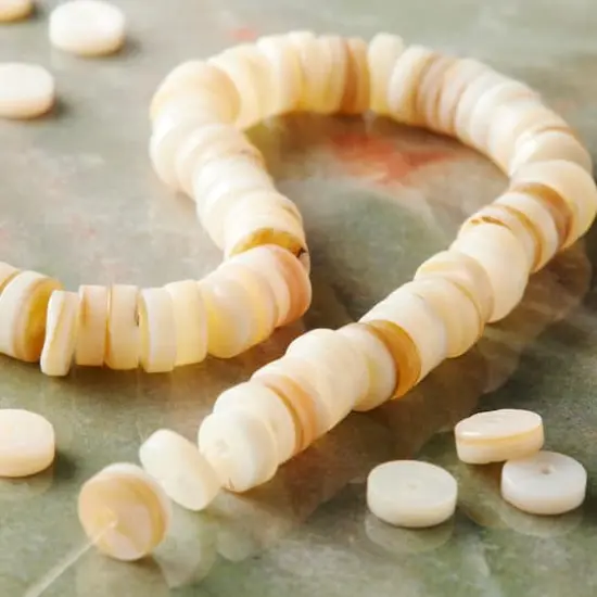 White Shell Rondel Beads, 7mm by Bead Landing&trade; {3}
