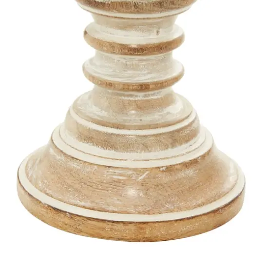 6'' Light Brown Mango Wood Traditional Candle Holder, 2ct. {5}