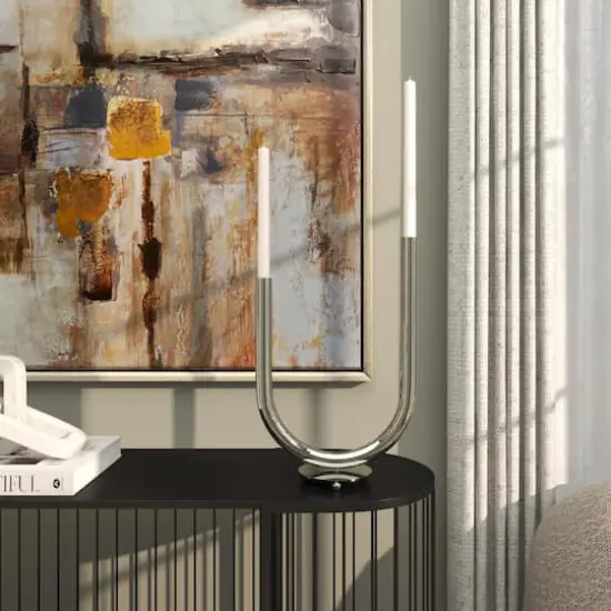 14" Silver Stainless Steel Abstract U-Shaped Candelabra {8}