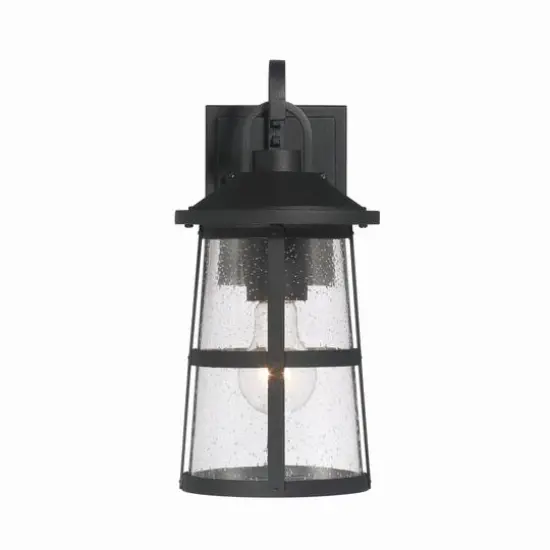 Hello Honey&reg; Nantucket Matte Black Coastal Metal & Glass Wall Mounted Outdoor Lantern Light {6}