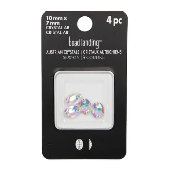 10mm x 7mm Oval Sew-On Austrian Crystals by Bead Landing&trade;, 4ct. Crystal Aurora Borealis {4}
