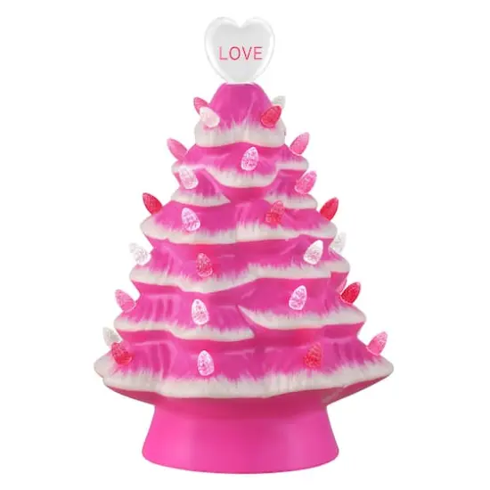10" Hot Pink Miss Valentine Ceramic Tree {1}