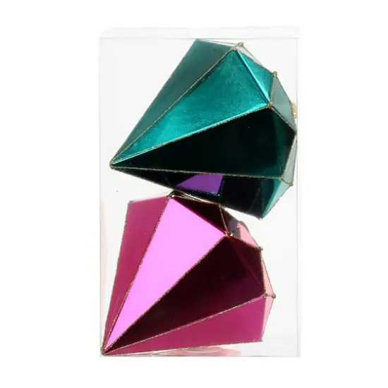 2 Pack 5.4" Pink & Teal Shatterproof Diamond Ornaments by Ashland&reg; {4}